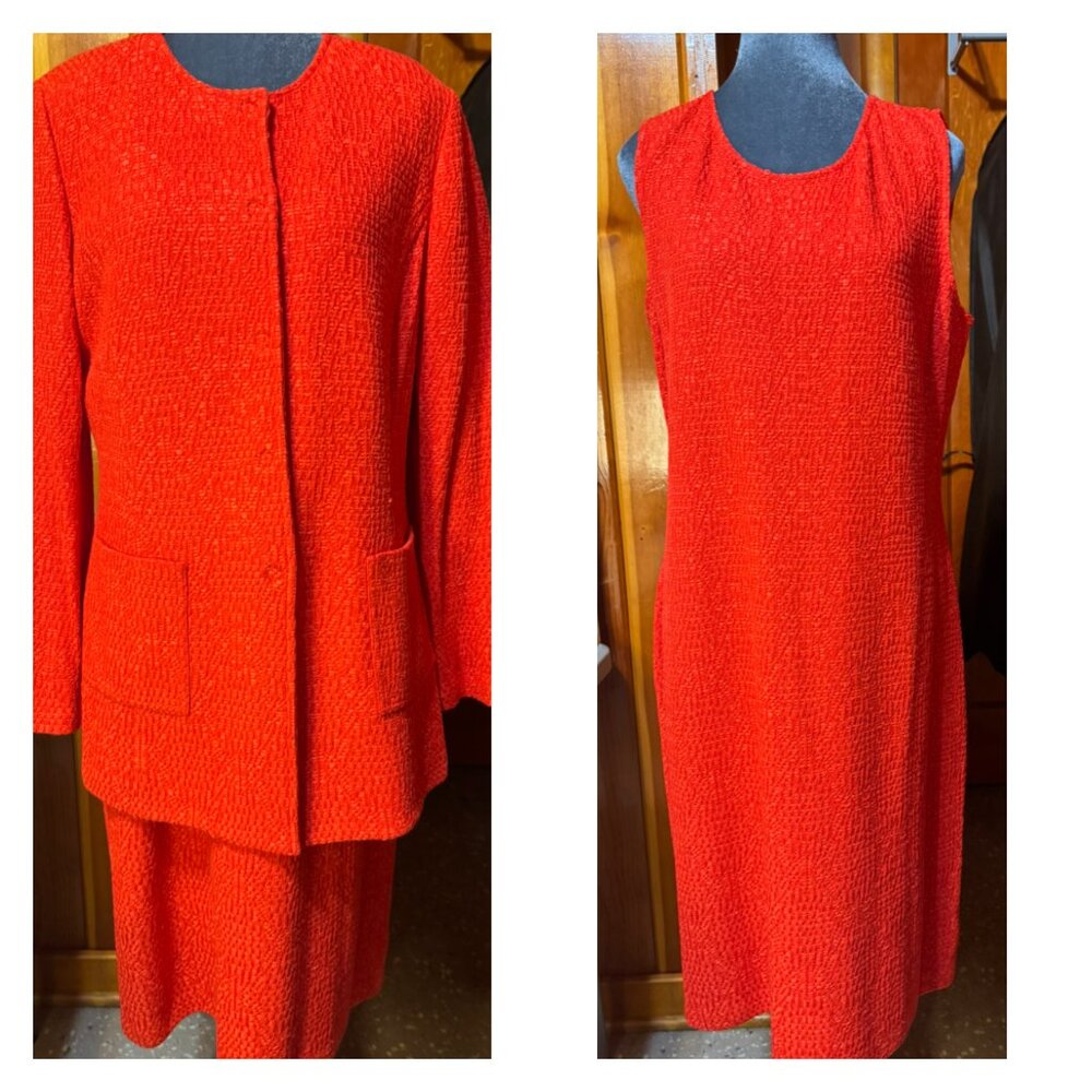 St. John Red Dress & Jacket Set